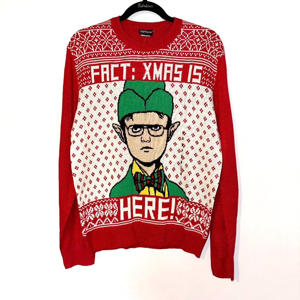 NWT Kohl's The Office Dwight Schrute Red Ugly Christmas Holiday Sweater, Size M